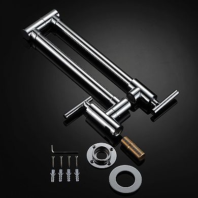 SUMERAIN Wall Mount Wall Mount, Folding Faucet with Double Joint Swing Arms, Two Handle Design