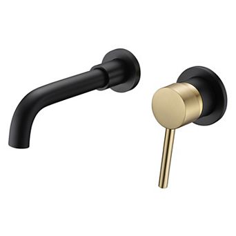 SUMERAIN Wall-Mounted Bathroom Sink Faucet, 1-Handle, 2-Hole Bathroom Faucet, Brass, Modern Style