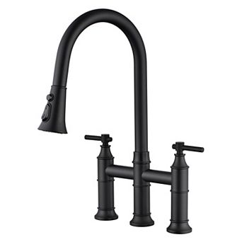 SUMERAIN Bridge Kitchen Faucet with Pull Down Sprayer, 8-Inch Centerset 3 Hole Stainless Steel