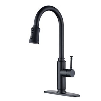SUMERAIN Kitchen Faucet with Pull Out Sprayer and 10" Deck Plate Stainless Steel Single Handle