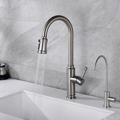 SUMERAIN Pull-Down Kitchen Faucet with Pull Out Sprayer, Single Handle High Arc, Stainless Steel