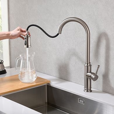 SUMERAIN Pull-Down Kitchen Faucet with Pull Out Sprayer, Single Handle High Arc, Stainless Steel