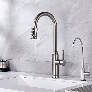 SUMERAIN Pull-Down Kitchen Faucet with Pull Out Sprayer, Single Handle High Arc, Stainless Steel