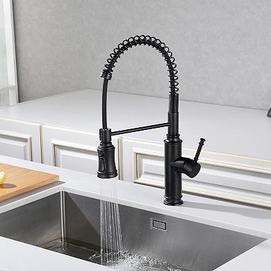 SUMERAIN Pull-Out Spring Sprayer Kitchen Sink Faucet with 360° Rotating Spout and Single Handle