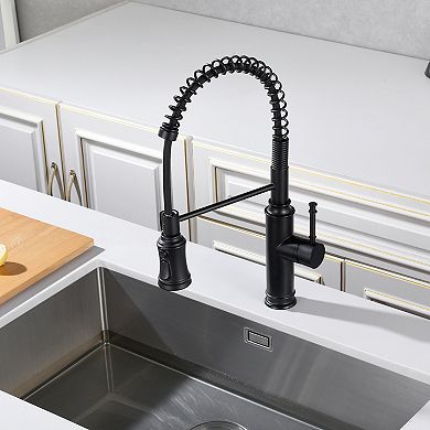 SUMERAIN Pull-Out Spring Sprayer Kitchen Sink Faucet with 360° Rotating Spout and Single Handle
