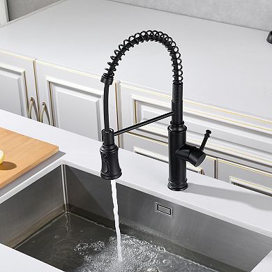 SUMERAIN Pull-Out Spring Sprayer Kitchen Sink Faucet with 360° Rotating Spout and Single Handle