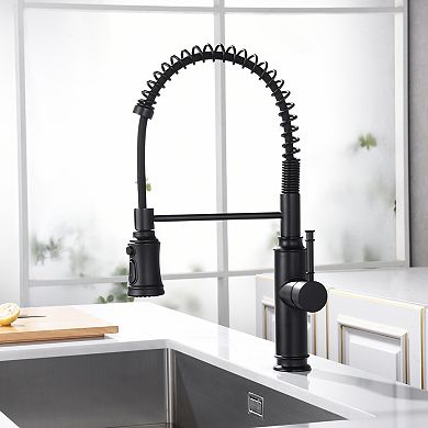 SUMERAIN Pull-Out Spring Sprayer Kitchen Sink Faucet with 360° Rotating Spout and Single Handle