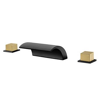 SUMERAIN Waterfall Roman Bathtub Faucet, Deck Mount High Flow Rate, Include Valve and Trim Set
