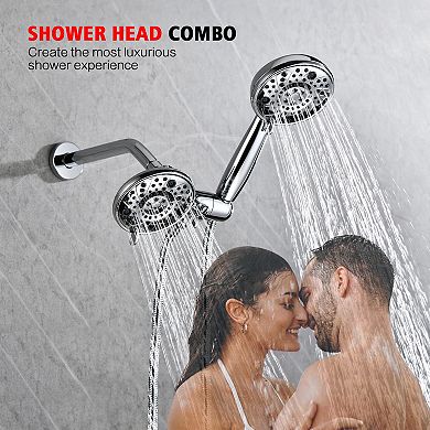 SUMERAIN 3-in-1 Dual Shower Head Combo with 8 Modes, Water-Saving, Ultimate Comfort, Sleek Design