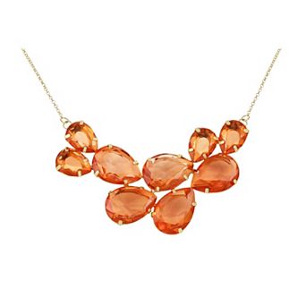 Women's Teardrop Cluster Statement Bib Pendant Necklace