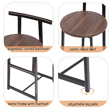 Heybly Set of 3 Counter Height Bar Stools with Back for Kitchen Island