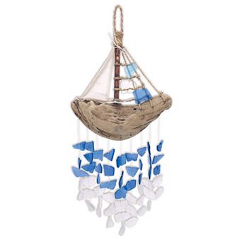 Glass Driftwood Boat Chime - 18 in