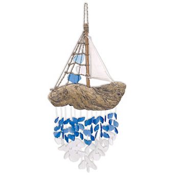 Glass Driftwood Boat Chime - 22 in