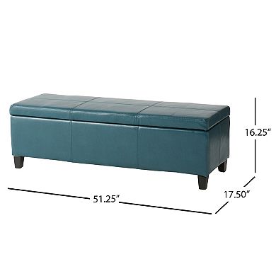 51 in. Upholstered PU Leather Ottoman Storage Bench with Solid Wood Legs