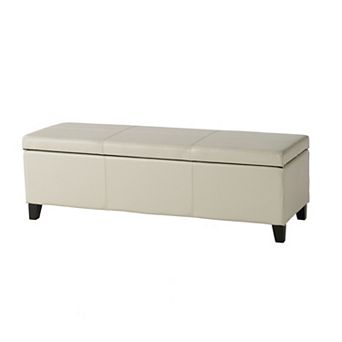 51 in Upholstered PU Leather Ottoman Storage Bench with Solid Wood Legs