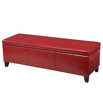 51 in Upholstered PU Leather Ottoman Storage Bench with Solid Wood Legs