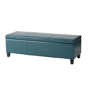 51 in Upholstered PU Leather Ottoman Storage Bench with Solid Wood Legs