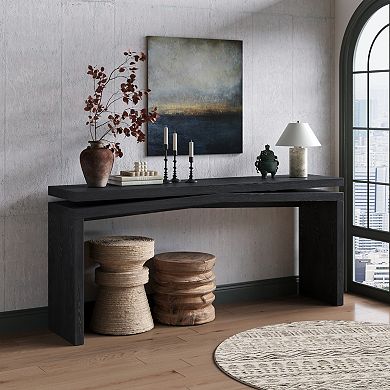 GOODSILO 65-Inch Rustic Solid Wood Veneer Console Table Farmhouse Entryway Sofa Table