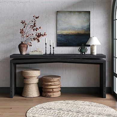GOODSILO 65-Inch Rustic Solid Wood Veneer Console Table Farmhouse Entryway Sofa Table