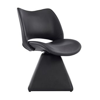Heybly Swivel Faux Leather Accent Chair, Upholstered High Back Chair with Wood Frame