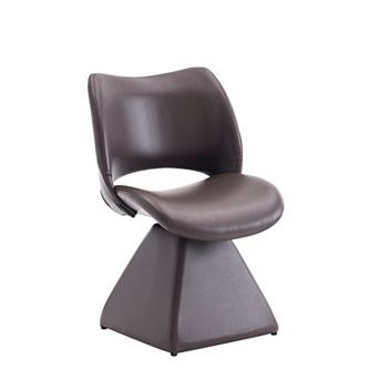 Heybly Swivel Faux Leather Accent Chair, Upholstered High Back Chair with Wood Frame