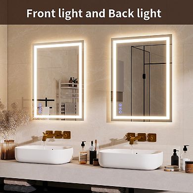 LED Anti-Fog Rectangular Modern Frameless Adjustable Light Wall Vanity Mirror