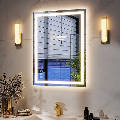 LED Anti-Fog Rectangular Modern Frameless Adjustable Light Wall Vanity Mirror