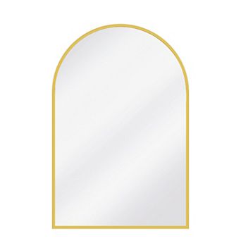 30 in W x 40 in H Arched Aluminum Alloy Framed Vanity Wall Mirror