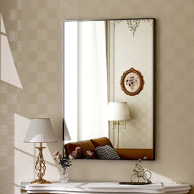 Black 24 in. W x 36 in. H Rectangle Aluminum Alloy Frame Vanity Wall Mirror