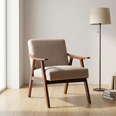 Modern Chair with Solid Wood Frame, Extra-Thick Backrest Wingback Chair for Living Room
