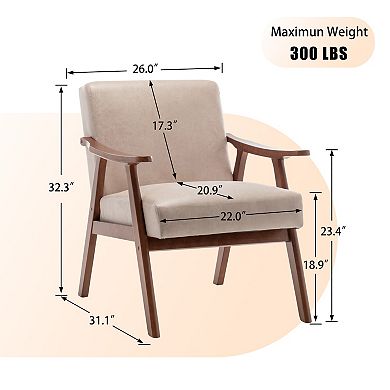 Modern Chair with Solid Wood Frame, Extra-Thick Backrest Wingback Chair for Living Room