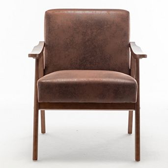 Modern Chair with Solid Wood Frame, Extra-Thick Backrest Wingback Chair for Living Room