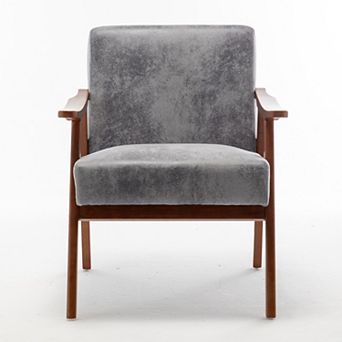 Modern Chair with Solid Wood Frame, Extra-Thick Backrest Wingback Chair for Living Room