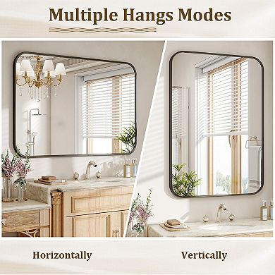 30 in. W x 40 in. H Rectangle Aluminum Alloy Frame Vanity Wall Mirror