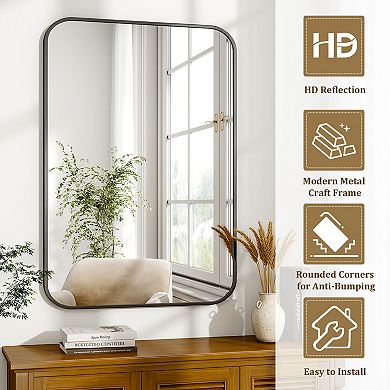 30 in. W x 40 in. H Rectangle Aluminum Alloy Frame Vanity Wall Mirror