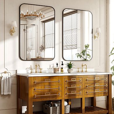 30 in. W x 40 in. H Rectangle Aluminum Alloy Frame Vanity Wall Mirror