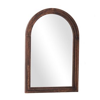 Vintage Arched Wood Framed Wall Mirror, Rustic Solid Wood for Decorative Vanity Mirror
