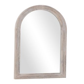 Vintage Arched Wood Framed Wall Mirror, Rustic Solid Wood for Decorative Vanity Mirror