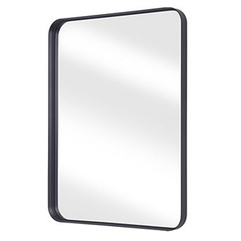 Black 30 in W x 40 in H Rectangle Aluminum Alloy Deep Frame Vanity Wall Mirror