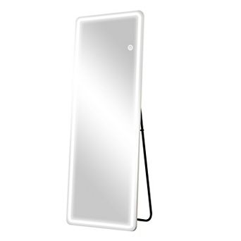 Rectangular 16 in W x 60 in H LED with 3-Color Dimmable Light Frameless Full Length Floor Mirror