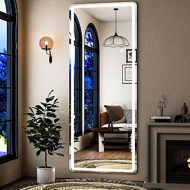 Rectangular 20 in. W x 63 in. H LED with 3-Color Dimmable Light Frameless Full Length Floor Mirror