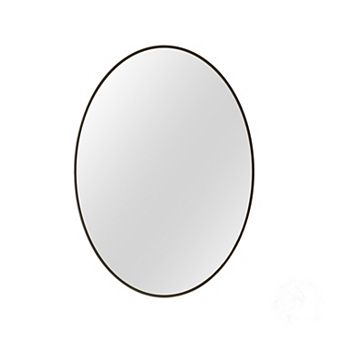 Black 24 in W x 36 in H Oval Aluminum Alloy Frame Vanity Wall Mirror