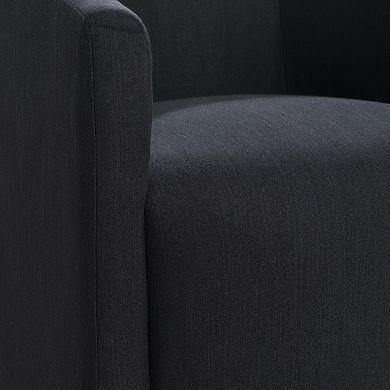 Modern Linen Barrel Back Upholstered Dining Armchair with Casters