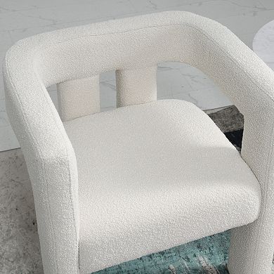 Modern Open-Back Boucle Upholstered Armchairs Set of 2