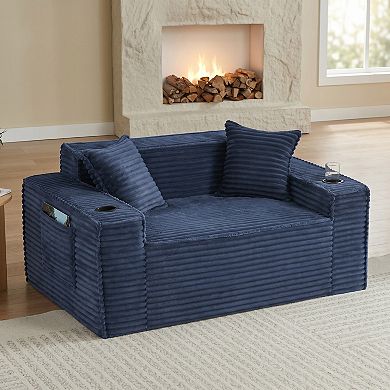 2-Seater Boneless Sofa, No Assembly Needed, Modern Corduroy Couch for Compact Living Rooms