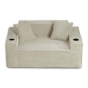 2-Seater Boneless Sofa, No Assembly Needed, Modern Corduroy Couch for Compact Living Rooms