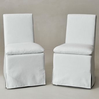 20" Wide Modern Performance Fabric Upholstered Slipcover Dining Side Chairs with Casters Set of 2