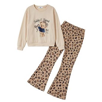 Arshiner Girls Piece Clothes Long Sleeve Sweatshirt Flared Pants Fall Clothing Set