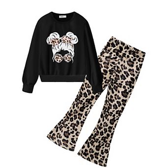 Arshiner Girls Piece Clothes Long Sleeve Sweatshirt Flared Pants Fall Clothing Set