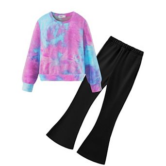 Arshiner Girls Piece Clothes Long Sleeve Sweatshirt Flared Pants Fall Clothing Set